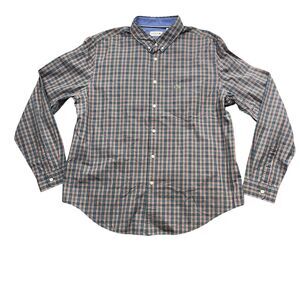 Lacoste XL Long Sleeve Button Down Button Collar Plaid 100% Cotton Shirt
